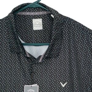 Callaway‎ Mens Golf Polo Shirt Opti-Dri Stretch Sun Protection XXL Black Dot